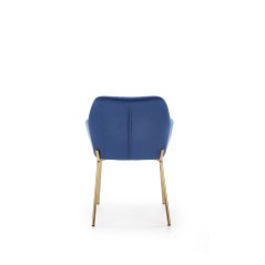 Scaun living/sufragerie Halmar K306, cadru metal, spatar matlasat, stil modern, 58x57x80x46cm, piele, albastru