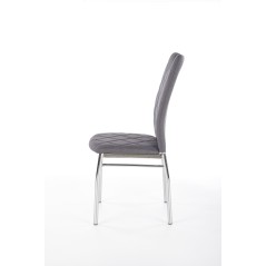 Scaun pentru dining, picioare drepte metalice, suporturi antiderapante, tapiterie gri deschis, 43x57x97x47 cm