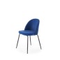 Scaun tapitat Kim, catifea bleumarin, picioare metalice, stil clasic, 49x50x80x48 cm