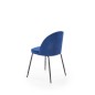 Scaun tapitat Kim, catifea bleumarin, picioare metalice, stil clasic, 49x50x80x48 cm