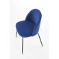 Scaun tapitat Kim, catifea bleumarin, picioare metalice, stil clasic, 49x50x80x48 cm