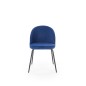 Scaun tapitat Kim, catifea bleumarin, picioare metalice, stil clasic, 49x50x80x48 cm