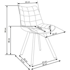 Scaun tapitat living/sufragerie Halmar K332, cadru metal,  stil modern, 46x61x84x48cm, catifea, negru