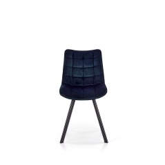 Scaun Vivian pentru living, matlasat cu catifea, cadru metal, stil modern, inaltime 84 cm, bleumarin