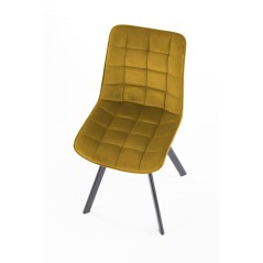 Scaun tapitat living/sufragerie Halmar K332, cadru metal,  stil modern, 46x61x84x48cm, catifea, galben