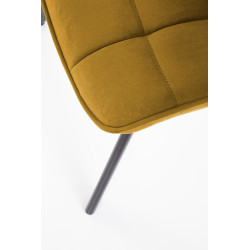 Scaun tapitat living/sufragerie Halmar K332, cadru metal,  stil modern, 46x61x84x48cm, catifea, galben