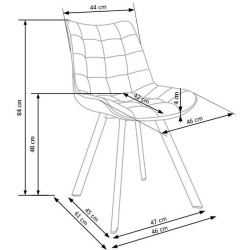 Scaun tapitat living/sufragerie Halmar K332, cadru metal,  stil modern, 46x61x84x48cm, catifea, galben