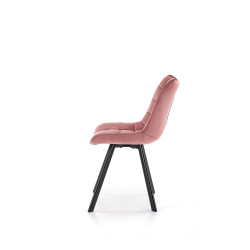 Scaun tapitat living/sufragerie Halmar K332, cadru metal,  stil modern, 46x61x84x48cm, catifea, roz