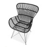 Scaun living/sufragerie Halmar K335, cadru metal, stil scandinav, 61x63x90x45cm, ratan, negru