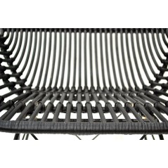 Scaun living/sufragerie Halmar K335, cadru metal,  stil scandinav, 61x63x90x45cm, ratan, negru