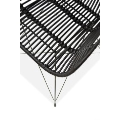 Scaun living/sufragerie Halmar K335, cadru metal,  stil scandinav, 61x63x90x45cm, ratan, negru