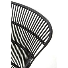 Scaun living/sufragerie Halmar K335, cadru metal,  stil scandinav, 61x63x90x45cm, ratan, negru