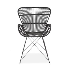 Scaun Tokyo, ratan negru, structura metalica, stil scandinav, inaltime 90 cm
