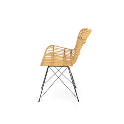 Scaun living/sufragerie Halmar K335, cadru metal,  stil scandinav, 61x63x90x45cm, ratan, crem