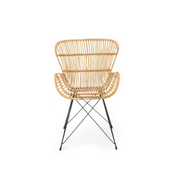 Scaun living/sufragerie Halmar K335, cadru metal,  stil scandinav, 61x63x90x45cm, ratan, crem