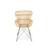 Scaun living/sufragerie Halmar K335, cadru metal, stil scandinav, 61x63x90x45cm, ratan, crem
