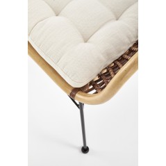 Scaun living/sufragerie Halmar K336, cadru metal,  stil scandinav, 64x64x89x48cm, ratan, maro