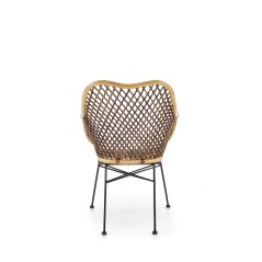 Scaun living/sufragerie Halmar K336, cadru metal,  stil scandinav, 64x64x89x48cm, ratan, maro