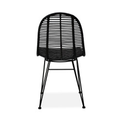 Scaun living/sufragerie Halmar K337, cadru metal,  stil scandinav, 44x55x90x46cm, ratan, negru