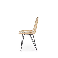 Scaun living/sufragerie Halmar K337, cadru metal,  stil scandinav, 44x55x90x46cm, ratan, crem