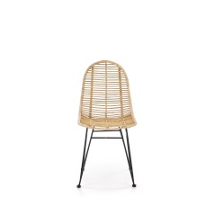 Scaun living/sufragerie Halmar K337, cadru metal,  stil scandinav, 44x55x90x46cm, ratan, crem