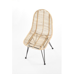 Scaun living/sufragerie Halmar K337, cadru metal,  stil scandinav, 44x55x90x46cm, ratan, crem