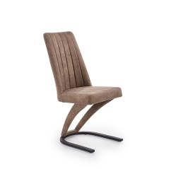 Scaun living/sufragerie Halmar K338, cadru metal,  stil modern, 46x61x98x49cm, piele, maro