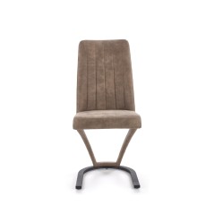 Scaun living/sufragerie Halmar K338, cadru metal,  stil modern, 46x61x98x49cm, piele, maro