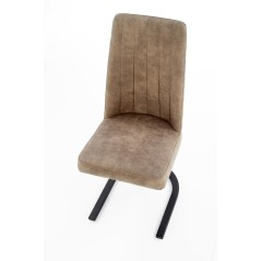 Scaun living/sufragerie Halmar K338, cadru metal,  stil modern, 46x61x98x49cm, piele, maro