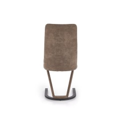 Scaun living/sufragerie Halmar K338, cadru metal,  stil modern, 46x61x98x49cm, piele, maro