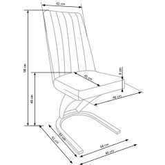 Scaun living/sufragerie Halmar K338, cadru metal,  stil modern, 46x61x98x49cm, piele, maro