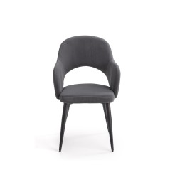 Scaun living/sufragerie Halmar K364, cadru metal,  stil modern, 55x55x88x47cm, textil, gri