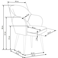 Scaun living/sufragerie Halmar K364, cadru metal,  stil modern, 55x55x88x47cm, textil, gri