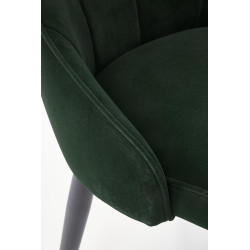 Scaun tapitat living/sufragerie Halmar K365, cadru metal, spatar matlasat, stil clasic, 52x57x90x46cm, stofa, verde