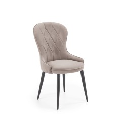 Scaun tapitat living/sufragerie Halmar K366, cadru metal, spatar matlasat, stil clasic, 52x58x92x46cm, catifea, bej