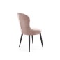Scaun tapitat Moon, stil glamour, catifea bej, cadru metalic, inaltime 92 cm