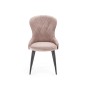 Scaun tapitat Moon, stil glamour, catifea bej, cadru metalic, inaltime 92 cm