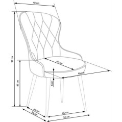Scaun tapitat living/sufragerie Halmar K366, cadru metal, spatar matlasat, stil clasic, 52x58x92x46cm, catifea, bej