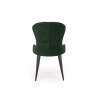 Scaun tapitat living/sufragerie Halmar K366, cadru metal, spatar matlasat, stil clasic, 52x58x92x46cm, catifea, verde