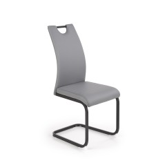 Scaun living/sufragerie Halmar K371, cadru metal, stil modern, 42x55x100x47cm, piele, gri