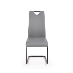 Scaun living/sufragerie Halmar K371, cadru metal,  stil modern, 42x55x100x47cm, piele, gri