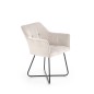 Scaun tapitat Oslo, tapiterie catifea bej, pentru living/sufragerie, cadru metal, stil modern
