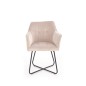 Scaun tapitat Oslo, tapiterie catifea bej, pentru living/sufragerie, cadru metal, stil modern