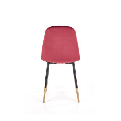 Scaun tapitat living/sufragerie Halmar K379, cadru metal,  stil glamour, 45x48x88x48cm, catifea, rosu