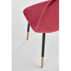 Scaun tapitat living/sufragerie Halmar K379, cadru metal,  stil glamour, 45x48x88x48cm, catifea, rosu