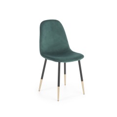 Scaun tapitat living/sufragerie Halmar K379, cadru metal,  stil glamour, 45x48x88x48cm, catifea, verde