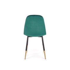 Scaun tapitat living/sufragerie Halmar K379, cadru metal,  stil glamour, 45x48x88x48cm, catifea, verde