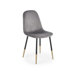 Scaun tapitat living/sufragerie Halmar K379, cadru metal,  stil glamour, 45x48x88x48cm, catifea, gri