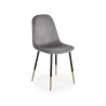 Scaun tapitat living/sufragerie Halmar K379, cadru metal,  stil glamour, 45x48x88x48cm, catifea, gri