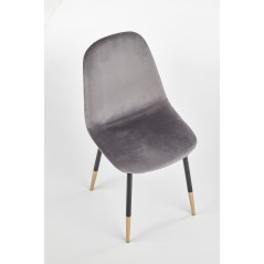 Scaun tapitat living/sufragerie Halmar K379, cadru metal,  stil glamour, 45x48x88x48cm, catifea, gri
